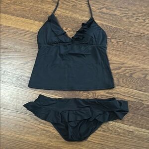Ralph Lauren Elegant Black Ruffle tankini Swimwear